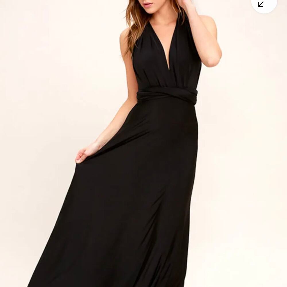 Lulus Womens Convertible Maxi Dress SZ S Black Multi-Way Bridesmaid Cosplay Goth